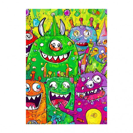 Wandbild 'Niedliche Monsterparty – Bunte Kreaturen'