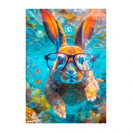 Wandbild 'Unterwasser Abenteuer mit einem Hase'