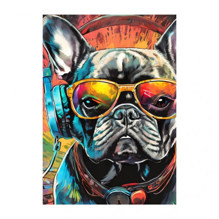 Wandbild 'Bunte Bulldogge im Graffiti Stil'