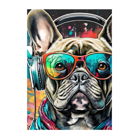 Wandbild 'Bunte Bulldogge Graffiti'