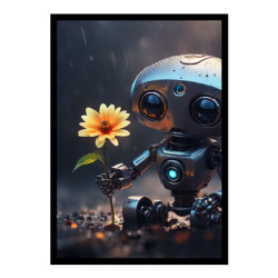 Wandbild 'Roboter mit Blume'