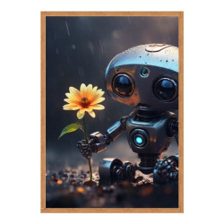 Wandbild 'Roboter mit Blume'