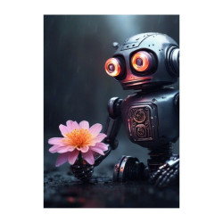 Wandbild 'Roboter mit Blume'