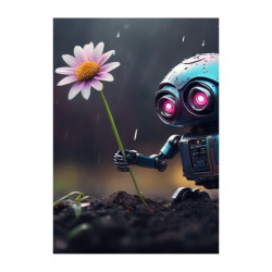 Wandbild 'Roboter mit Blume'