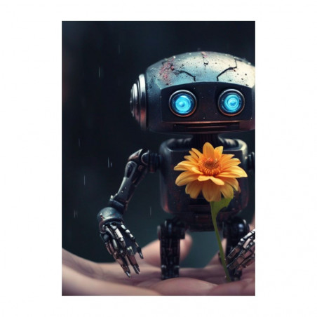 Wandbild 'Roboter mit Blume'