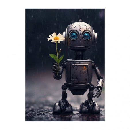 Wandbild 'Roboter mit Blume'