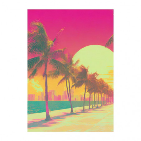 Wandbild '80er Miami Beach Sunset'