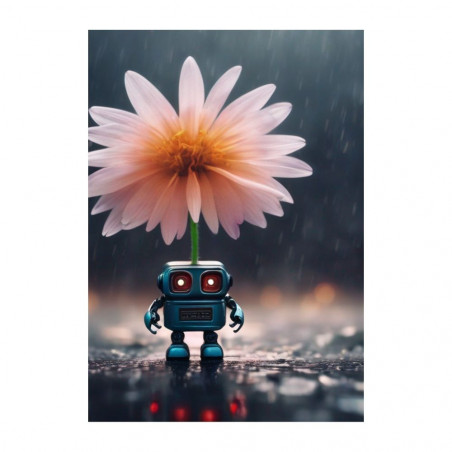 Wandbild 'Roboter mit Blume'