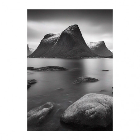 Wandbild 'Schwarz Weiße Landschaft in Norwegen'