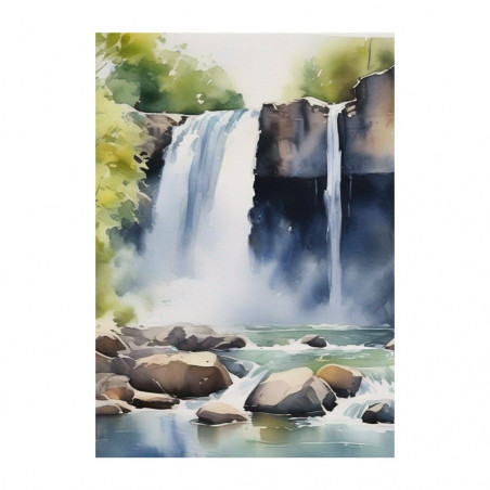 Wandbild 'Gemalter Wasserfall mit Fluss   Aquarell'