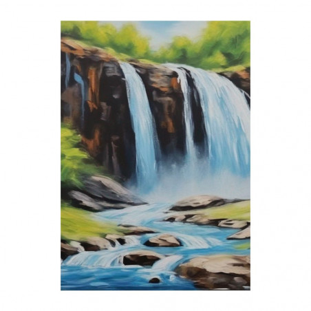 Wandbild 'Wasserfall mit Fluss   gemaltes Bild'