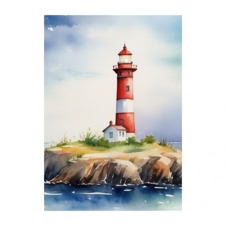 Wandbild 'Leuchtturm Aquarell'