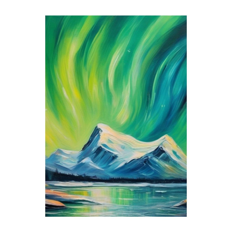 Wandbild 'Polarlicht über den Bergen   Acryl'