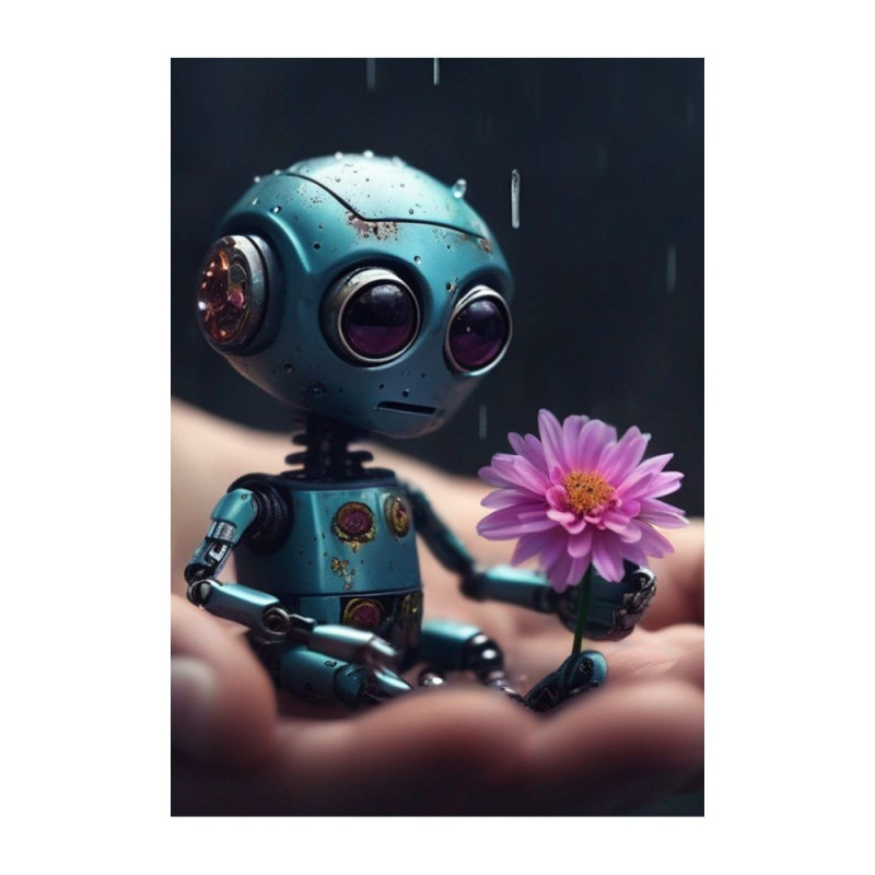 Wandbild 'Roboter mit Blume'