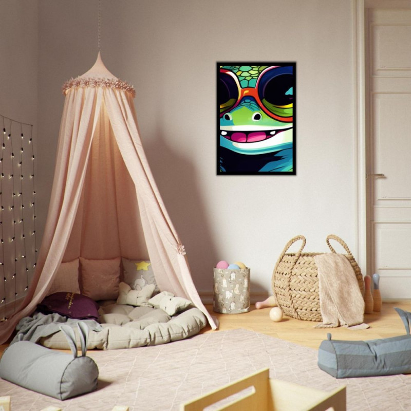 Wandbild 'Gecko aus einer Pop Art Illustration'