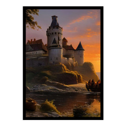 Wandbild 'Die mystische Burg am Fluss'