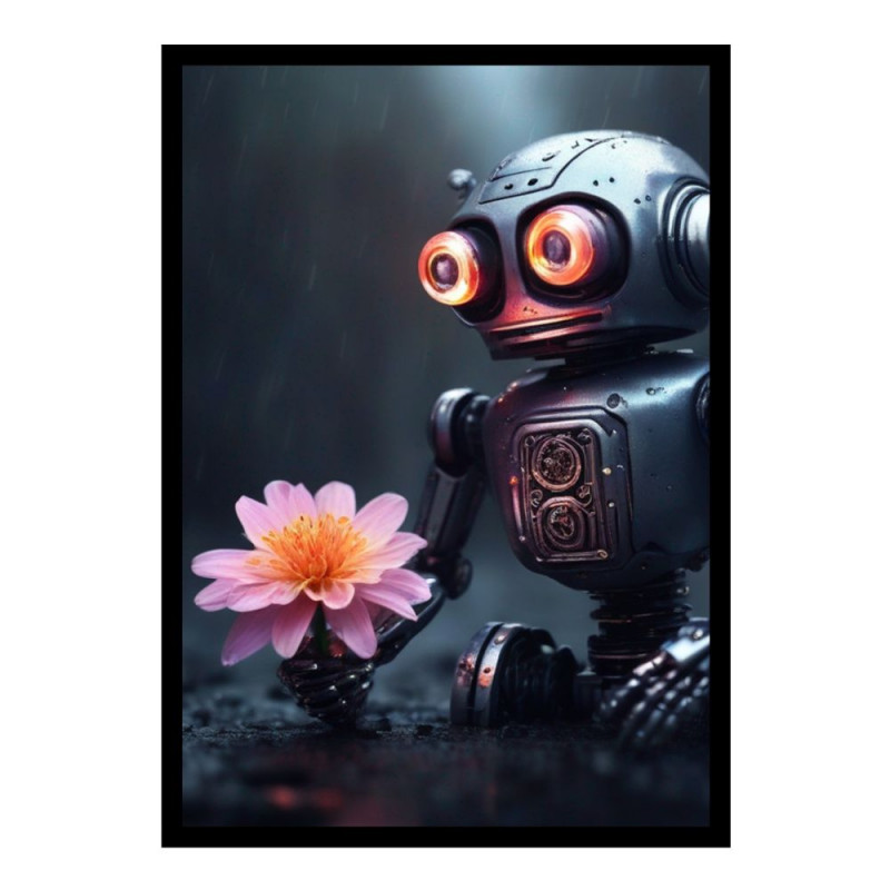 Wandbild 'Roboter mit Blume'