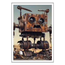 Wandbild 'Roboter räumt Apokalypse auf'