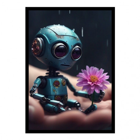 Wandbild 'Roboter mit Blume'