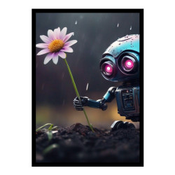 Wandbild 'Roboter mit Blume'