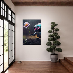 Wandbild 'Roboter mit Blume'