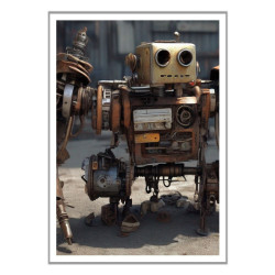 Wandbild 'Roboter räumt Apokalypse auf'