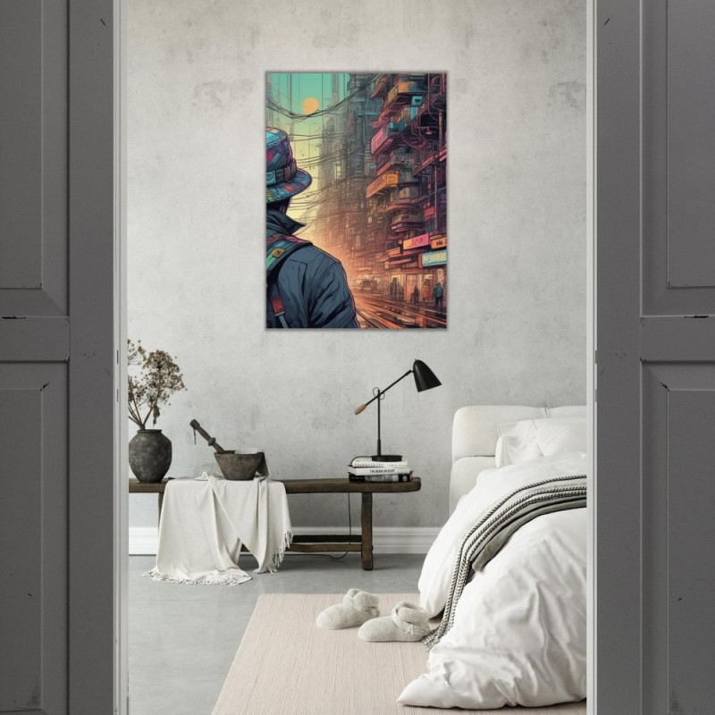 Wandbild 'Düstere Stadt in einer Welt'