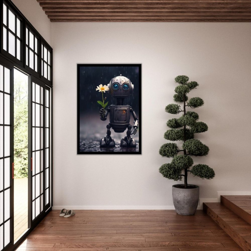 Wandbild 'Roboter mit Blume'