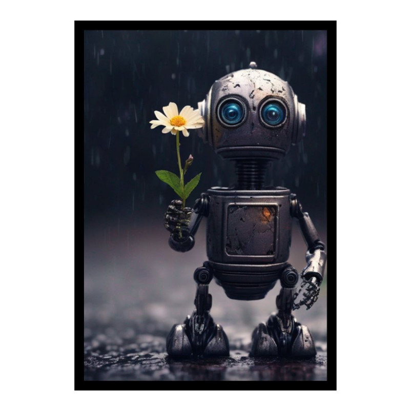 Wandbild 'Roboter mit Blume'