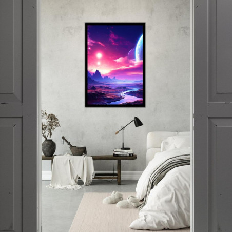 Wandbild 'Science Fiction Landschaft einer weiten Welt'