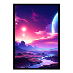 Wandbild 'Science Fiction Landschaft einer weiten Welt'