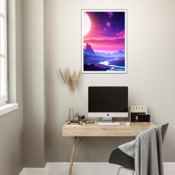Wandbild 'Science Fiction Landschaft einer weiten Welt'
