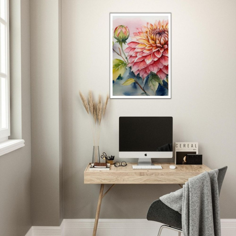 Wandbild 'Die Schönheit der Dahlie   Aquarell'