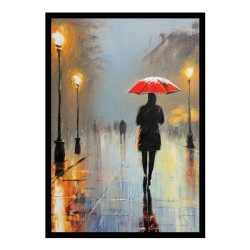 Wandbild 'Gemaltes Bild Regen auf der Straße   Aquarell'