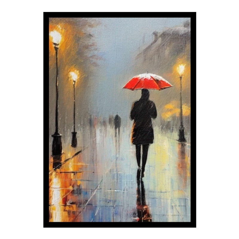 Wandbild 'Gemaltes Bild Regen auf der Straße   Aquarell'