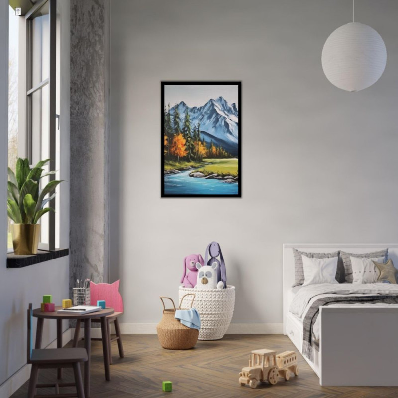 Wandbild 'Ein Fluss im Wald von Kanada   Acryl'