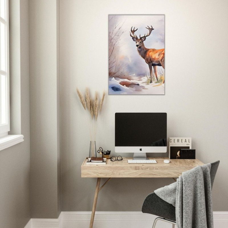 Wandbild 'Der Hirsch in Aquarell'