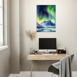 Wandbild 'Eine Landschaft mit Polarlicht   Aquarell'