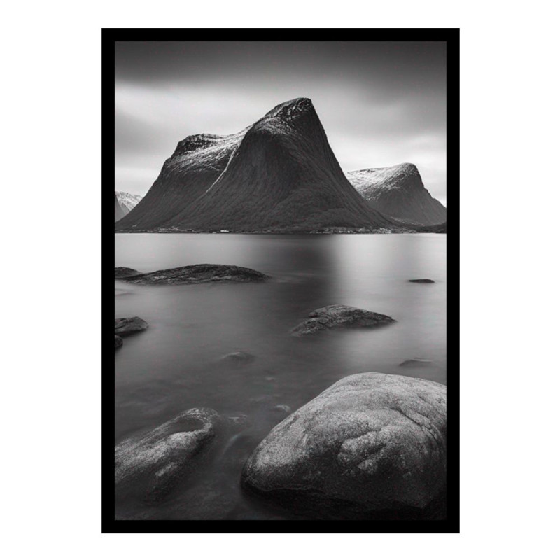 Wandbild 'Schwarz Weiße Landschaft in Norwegen'