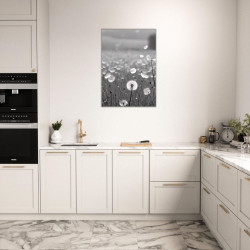 Wandbild 'Löwenzahnfeld in Schwarz Weiß'