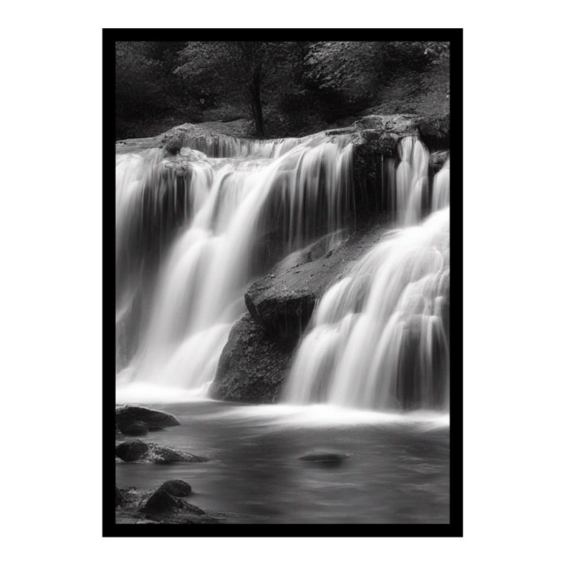 Wandbild 'Wasserfall in Schwarz Weiß'