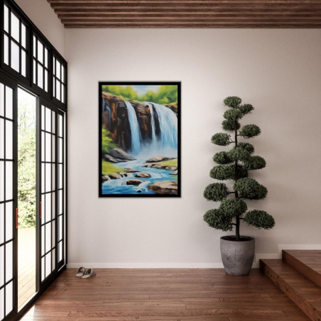 Wandbild 'Wasserfall mit Fluss   gemaltes Bild'