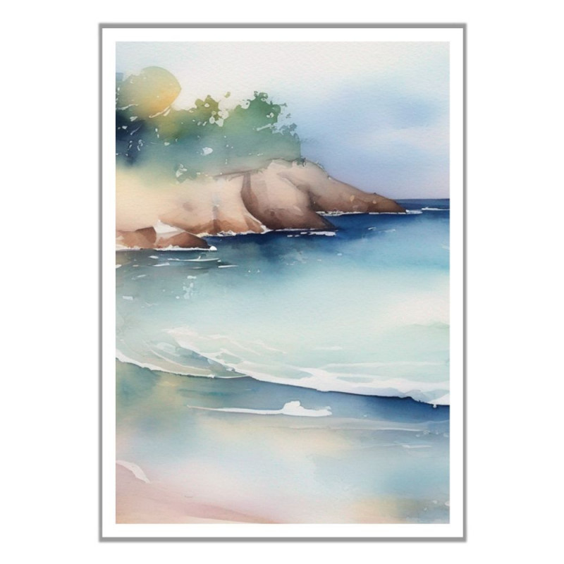 Wandbild 'Ruhiger Strand als Aquarellbild'