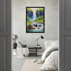 Wandbild 'Wasserfall im Wald   Acryl'