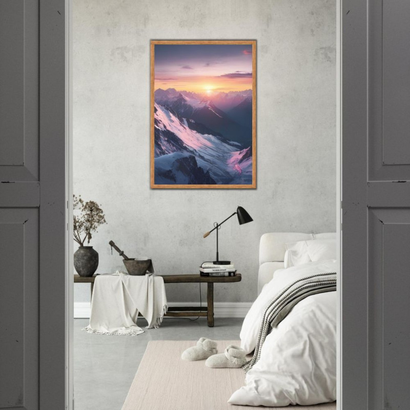 Wandbild 'Neon Farbiger Sonnenuntergang in den Bergen'