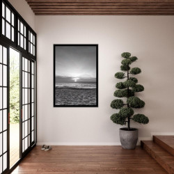 Wandbild 'Sonnenaufgang am Meer   Schwarz Weiß'