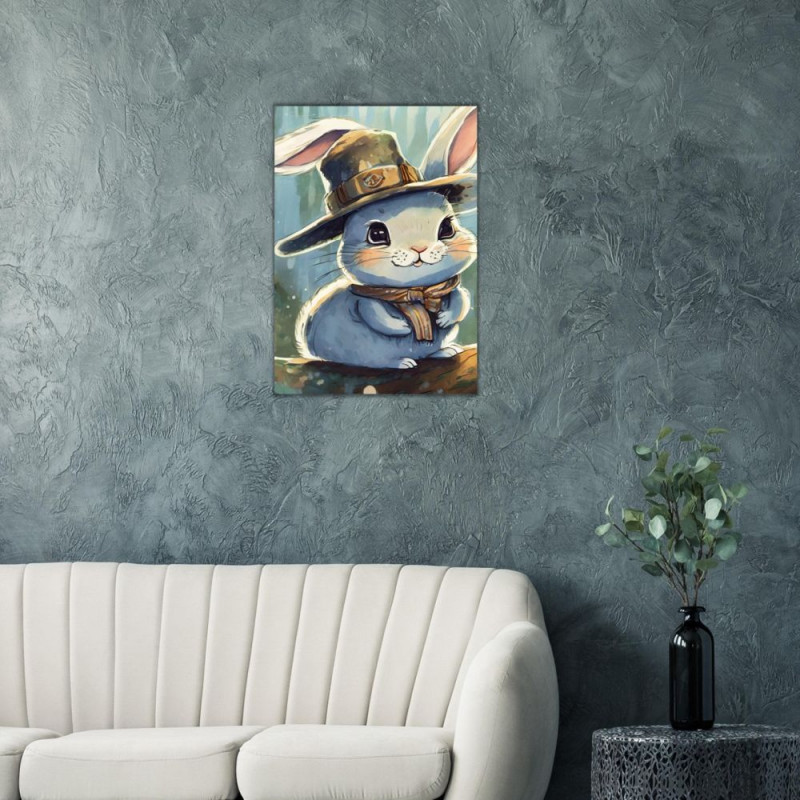 Wandbild 'Hase mit Hut'