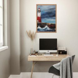 Wandbild 'Der Leuchtturm in der Brandung   gemaltes Bild'