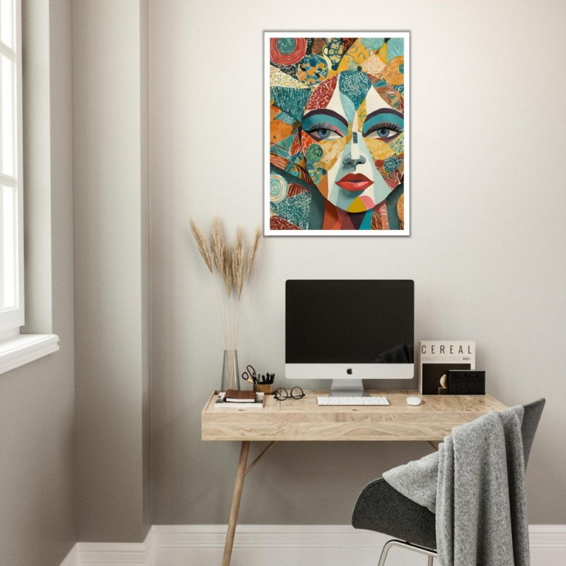 Wandbild 'Porträt aus Stoffkunst'