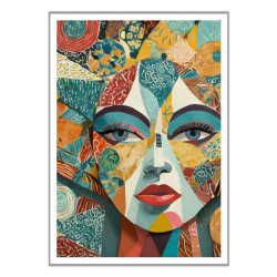 Wandbild 'Porträt aus Stoffkunst'